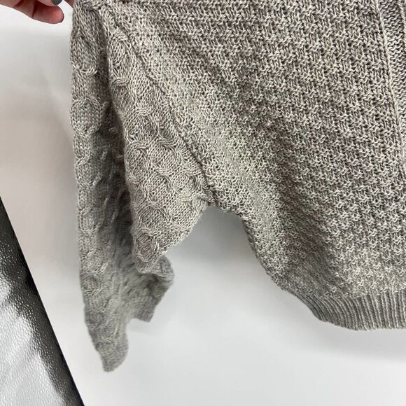 Princess Polly Sweater Womens Gray Preowned cropped cable knit balloon sleeve M - Picture 2 of 6
